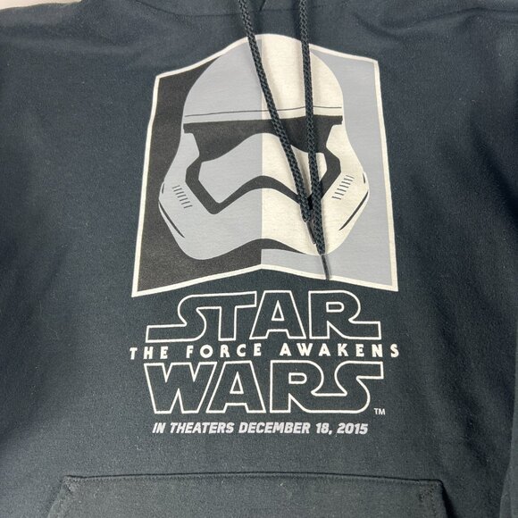 2015 Star Wars The Force Awakens Sweatshirt Adult Large Black Faded Hoodie Movie - Picture 4 of 15
